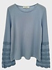 CASHMERE CREWNECK SWEATER WITH RUFFLES: LIGHT BLUE