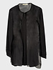 LIGHT WEIGHT OPEN CARDIGAN W/ ORGANZA: BLACK