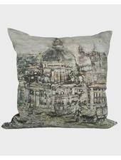 SILK PRINTED  PILLOW ON BOTH SIDE : VENICE SAGE PILLOW : 21" X 21"