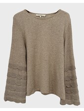CASHMERE CREWNECK SWEATER WITH RUFFLES: SAND