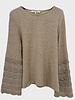 CASHMERE CREWNECK SWEATER WITH RUFFLES: SAND