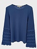 CASHMERE CREWNECK SWEATER WITH RUFFLES: AZURE
