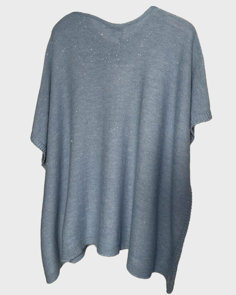 HAND DYE PONCHO W/ SEQUINS: AZURE
