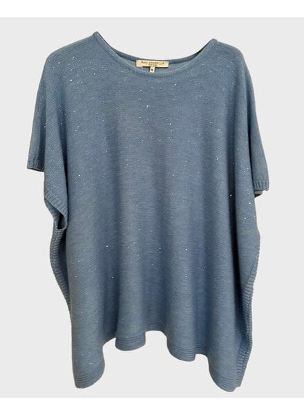 HAND DYE PONCHO W/ SEQUINS: AZURE