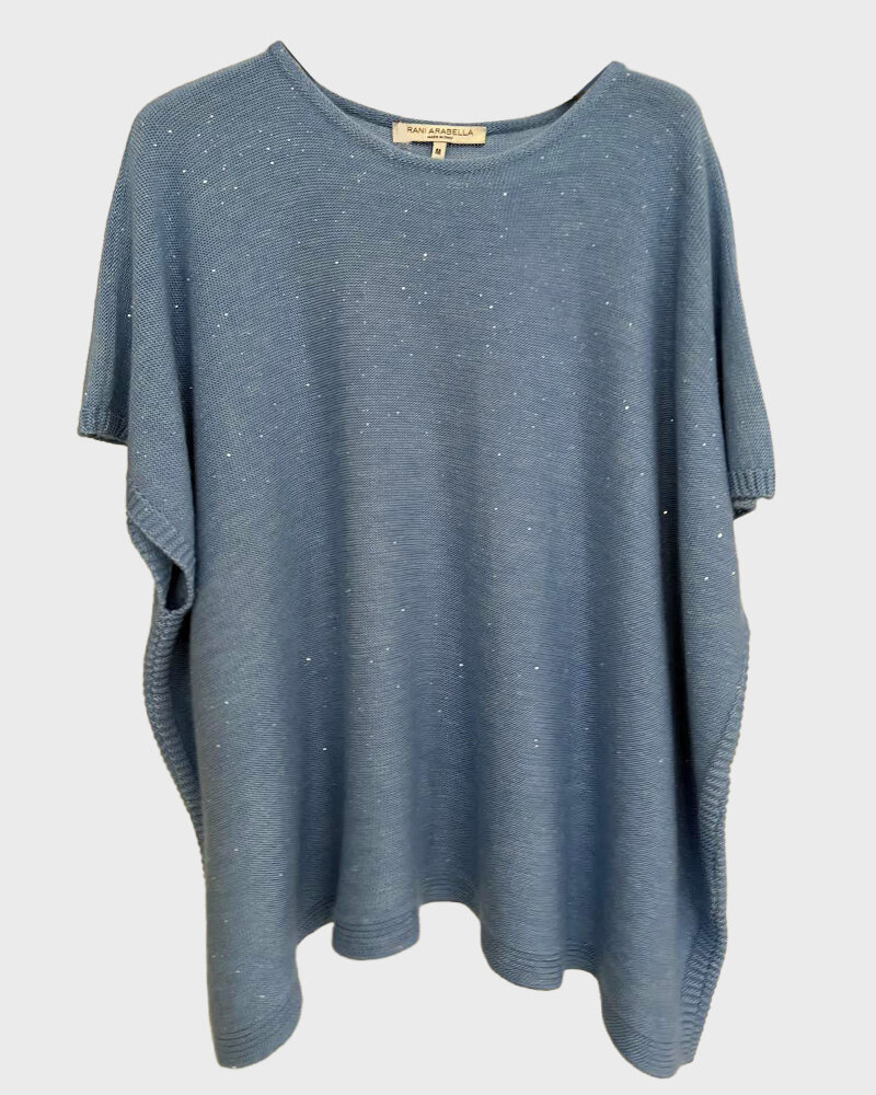 HAND DYE PONCHO W/ SEQUINS: AZURE