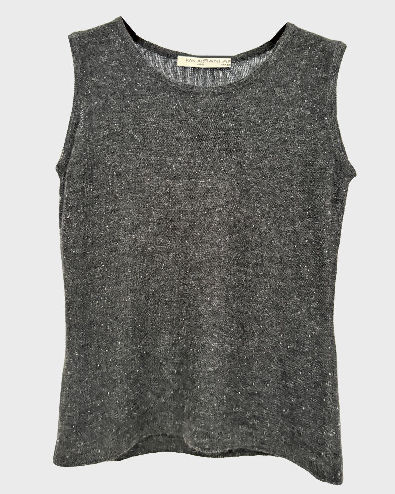 KNIT SHELL W/ SEQUINS: GRAY