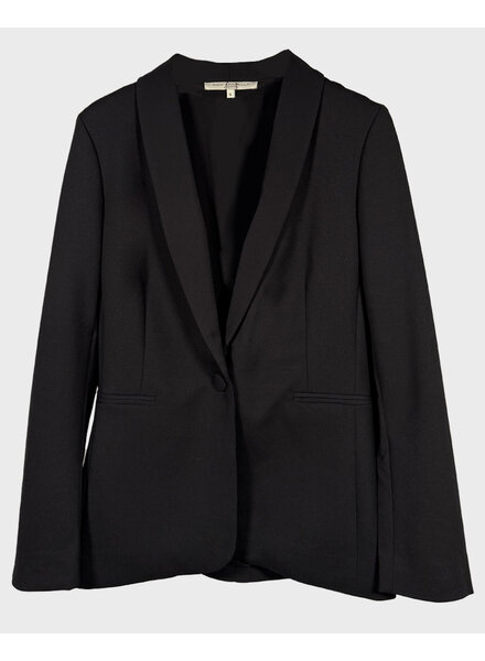 DOUBLE FACE JACKET W/ LEATHER INSERT: BLACK