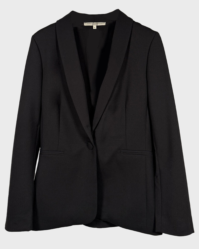 DOUBLE FACE JACKET W/ LEATHER INSERT: BLACK