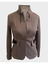 COTTON BLAZER WITH SILK DETAILS: CHOCOLATE