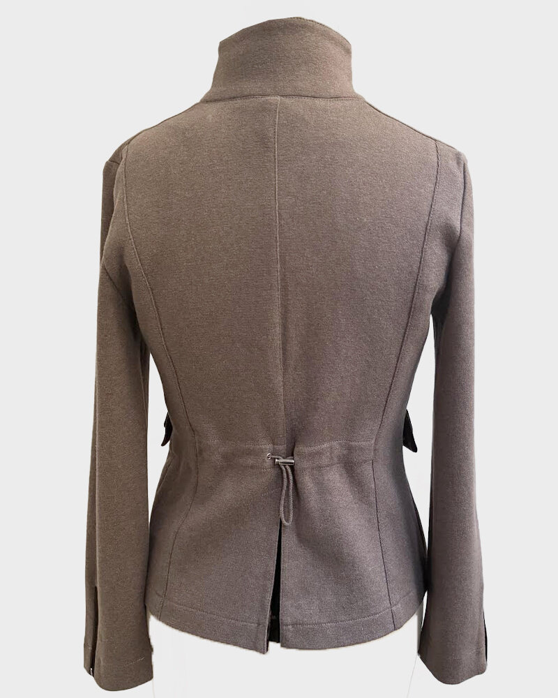 COTTON BLAZER WITH SILK DETAILS: CHOCOLATE