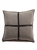 SARDINIA CASHMERE LEATHER PILLOW: 21" X 21": GRAY