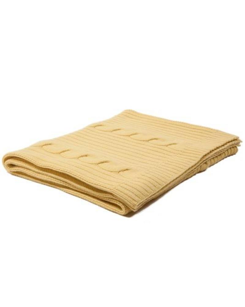 CASHMERE ROMA CABLE KNIT THROW: 50" X 72": SUN