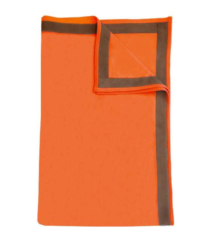 PALERMO CASHMERE THROW WITH SUEDE BORDER: 50" x 72": ORANGE