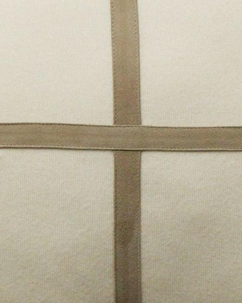 PALERMO CASHMERE PILLOW WITH CROSS SUEDE: 21" X 21": IVORY