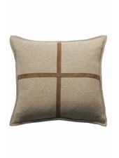 COTTON KNITTED LEOPARD PILLOW: 21" X 21": BEIGE