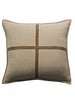 PALERMO CASHMERE PILLOW WITH CROSS SUEDE: 21" X 21": BEIGE