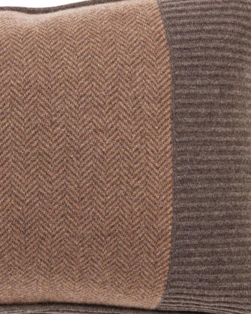 OXFORD HERRINGBONE & RIBBED PILLOW : 16" X 24": ANTRACITE-TAUPE