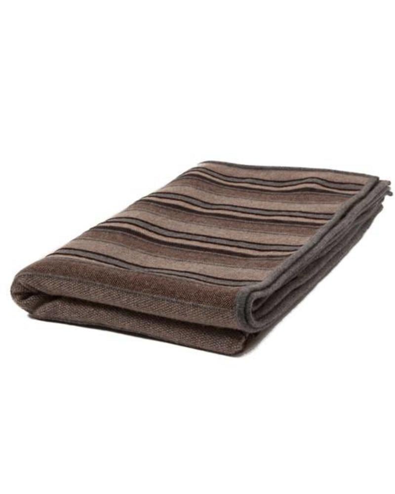 CASHMERE KENT STRIPE JACQUARD THROW: 50" X 72": ANTHRACITE-TAUPE-CHOCOLATE