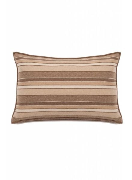 CASHMERE KENT STRIPE JACQUARD PILLOW: 16" X 24": CAMEL-TAUPE -IVORY