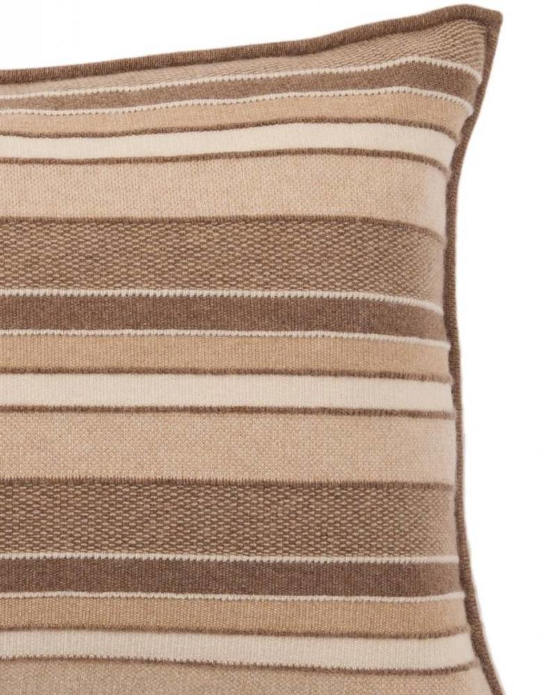 CASHMERE KENT STRIPE JACQUARD PILLOW: 16" X 24": CAMEL-TAUPE -IVORY