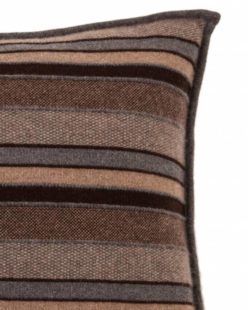 CASHMERE KENT STRIPE JACQUARD PILLOW: 16" X 24" :ANTHRACITE-TAUPE-CHOCOLATE