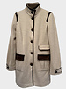 FABRIC AND SUEDE RIDING JACKET: TAUPE