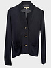TWO-TONE KNITTED BLAZER: NAVY-TAUPE
