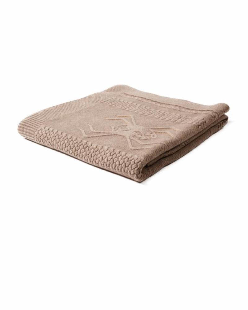 CASHMERE INTARSIA SPIDER KNITTED THROW: 52" X 72": TAUPE