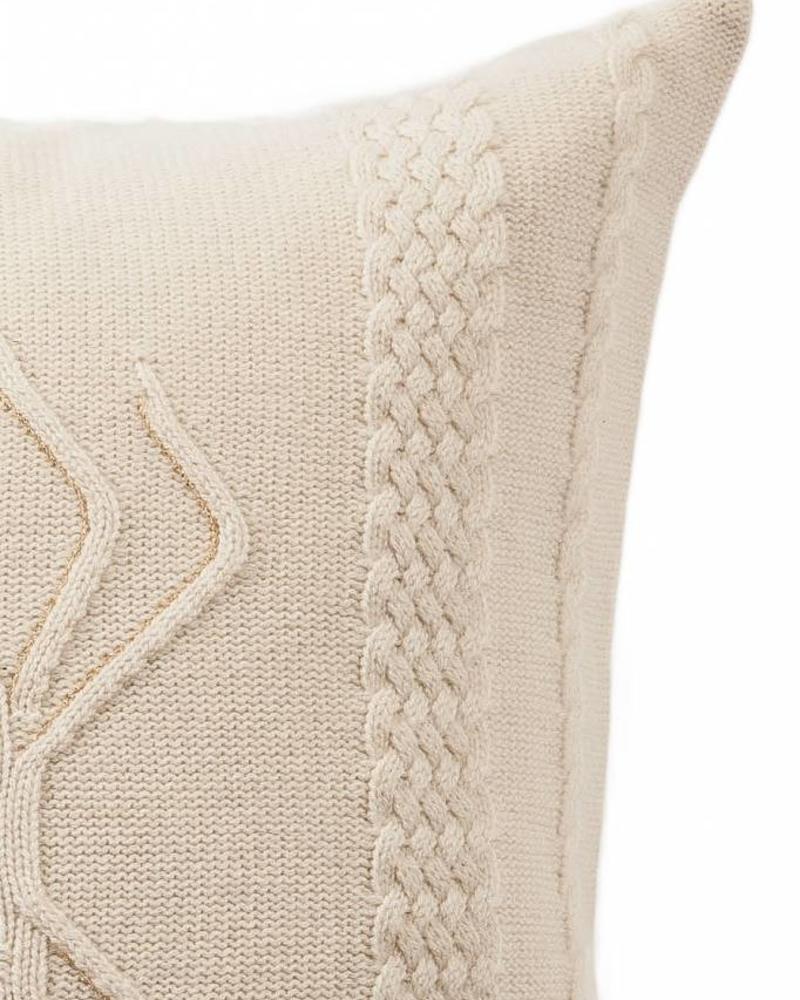 CASHMERE INTARSIA SPIDER KNITTED PILLOW: 21" X 21": IVORY