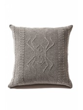 CASHMERE INTARSIA SPIDER KNITTED PILLOW: 21" X 21": GRAY