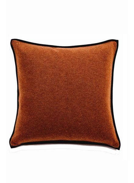 PORTOFINO CASHMERE BLEND PILLOW WITH ULTRA-SUEDE BORDER: 21"X 21": BURNT