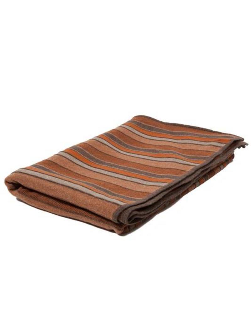 CASHMERE BLEND STRIPES THROW: 52" X 75": BROWN-BURNT-TAUPE