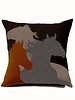 HORSE PILLOW: 24" X 24": BURNT-BROWN-TAUPE-GRAY