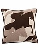 KNITTED CANTERING HORSE PILLOW WITH SUEDE: 21" X 21": SAND-TAUPE-CHOCOLATE