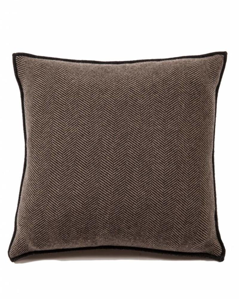 HENRY CASHMERE BLEND HERRINGBONE PILLOW: 21" X 21": ANTHRACITE-TAUPE