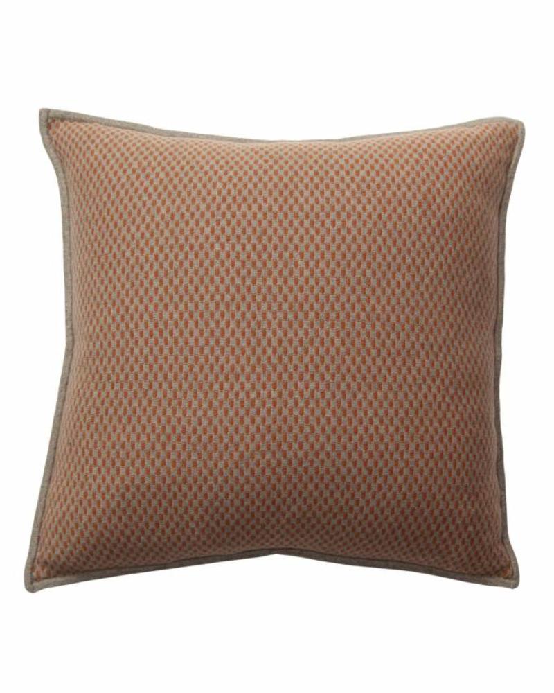 CASHMERE BLEND INTRICATE KNIT PILLOW: 21" X 21": SAND-TERRA