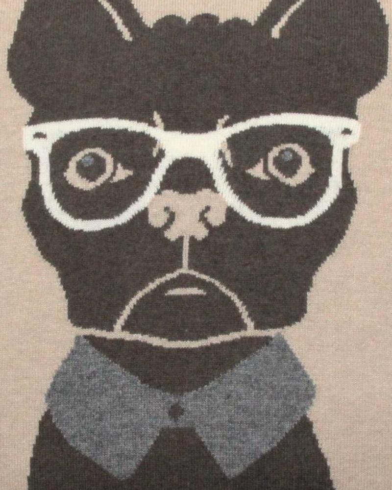 CASHMERE DOG PILLOW: 21" X 21": BEIGE-CHOCOLATE