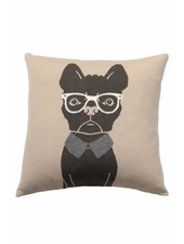 CASHMERE DOG PILLOW: 21" X 21": BEIGE-CHOCOLATE