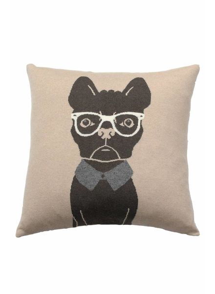 CASHMERE DOG PILLOW: 21" X 21": BEIGE-CHOCOLATE