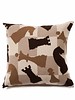CASHMERE BLEND KNITTED CHESS PILLOW: 21" X 21": CAMEL-TAUPE-CHOCOLATE