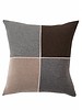 CASHMERE BLEND 4 CHECKS PILLOW: 21" X 21": CHARCOAL-CHOCOLATE