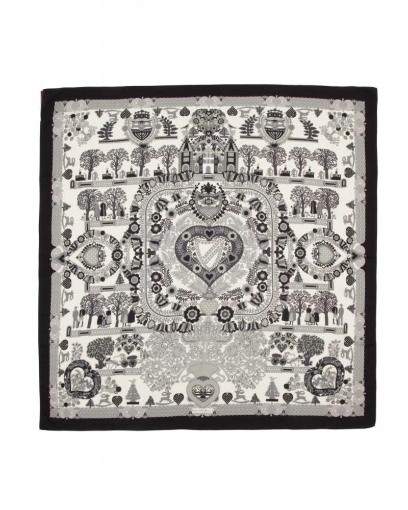 ELIZABETH,  CASHMERE-WOOL-SILK SHAWL: BLACK-GRAY
