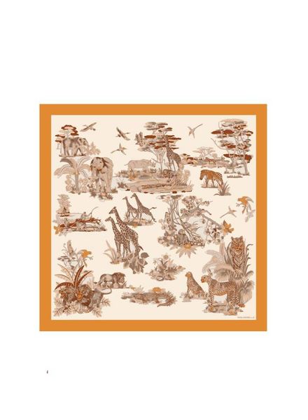 PRINTED CASHMERE SCARF: GIRAFFE: ORANGE