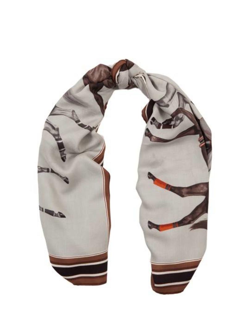 PRINTED CASHMERE SCARF: POLO: GRAY