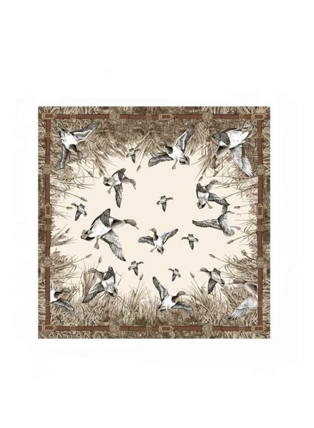 CASHMERE PRINTED SCARF: DUCK: TAUPE