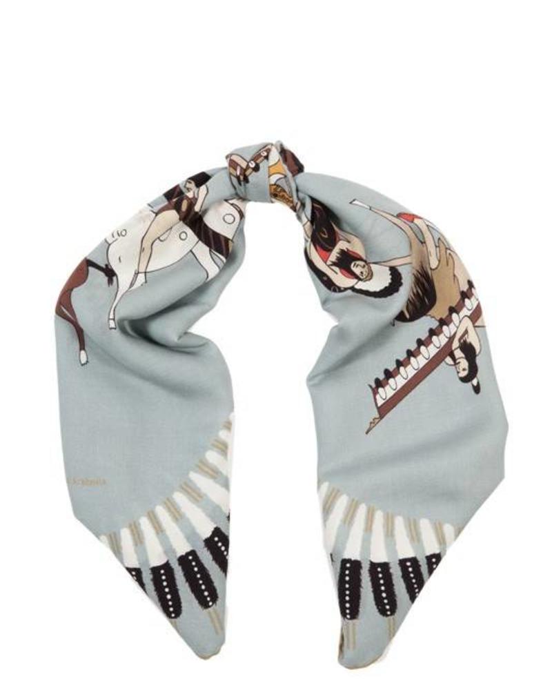 CASHMERE PRINTED SCARF: NATIVE AMERICAN: TEAL
