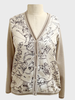 V-NECK CARDIGAN W/ SILK PRINT: CONSTELLATION BEIGE-BEIGE KNIT