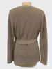 COTTON-LUREX V-NECK OPEN CARDIGAN W/ BELT: SAND-SILVER