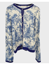 HMERE PRINTED CARDIGAN: TOILE DU JOUY-BLUE