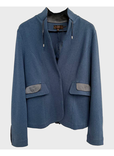 COTTON BLAZER WITH SILK DETAILS: DENIM